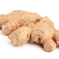 fresh Ginger root isolated on white background.